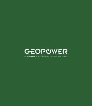 Groene achtergrond met het GEOPOWER-logo